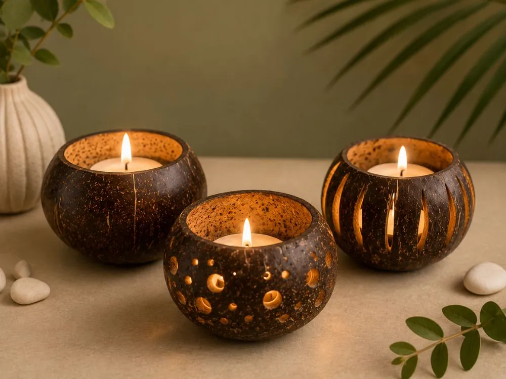 Coconut Shell Candle Holders