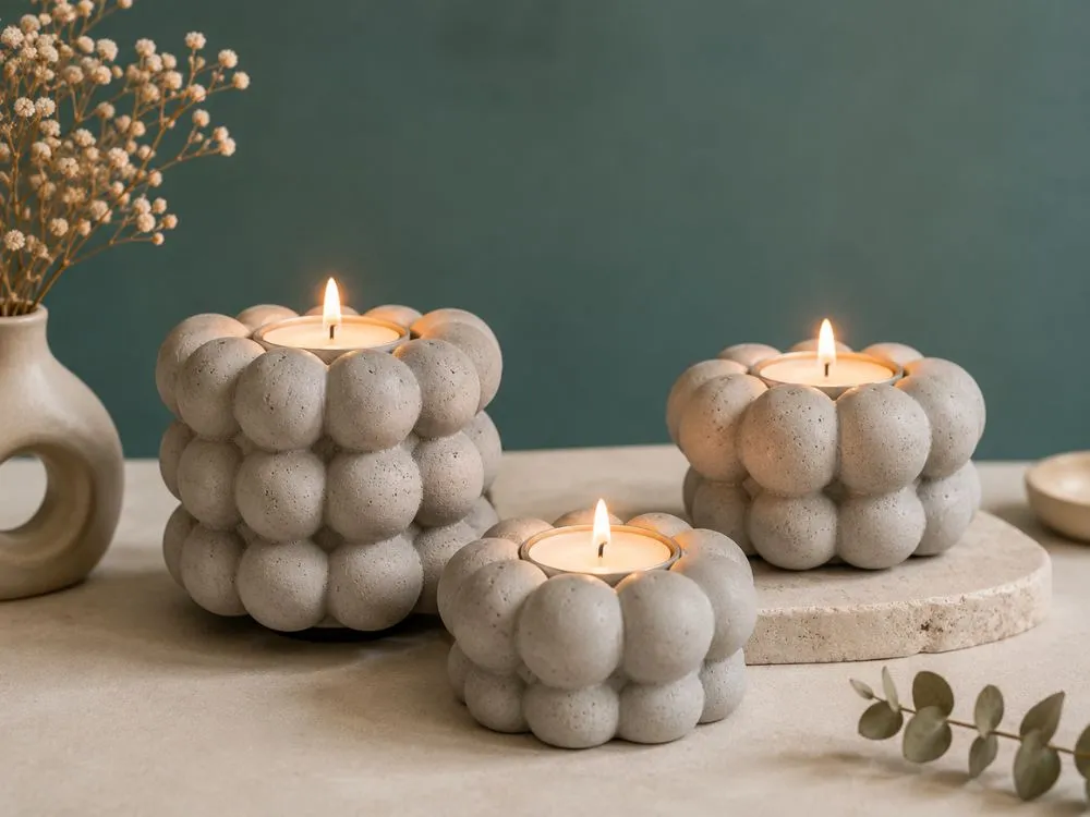 Concrete Bubble Candle Holders