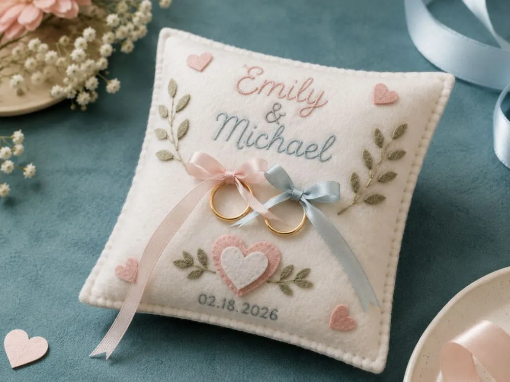 Cute Felt Wedding Ring Bearer Pillow