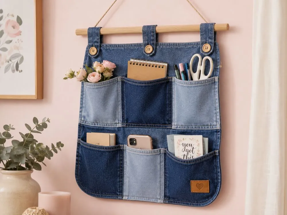 Denim Wall Pocket Organizer