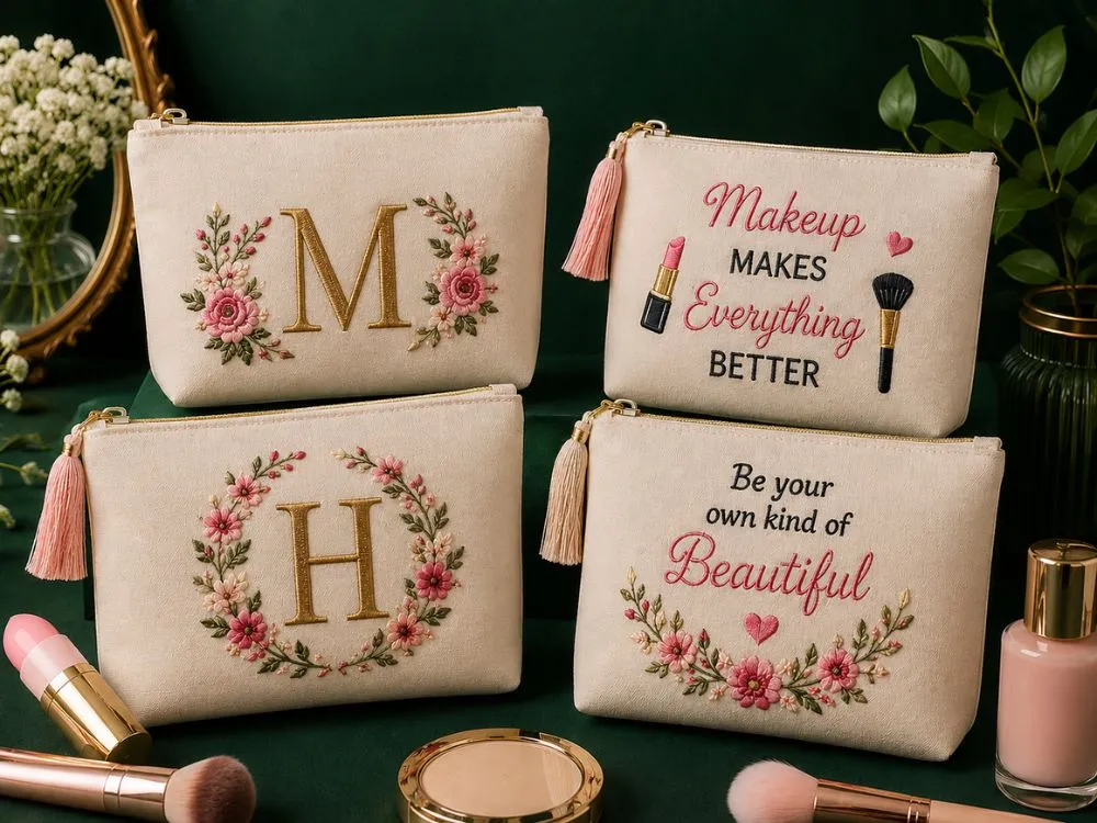 Embroidered Cosmetic Bags