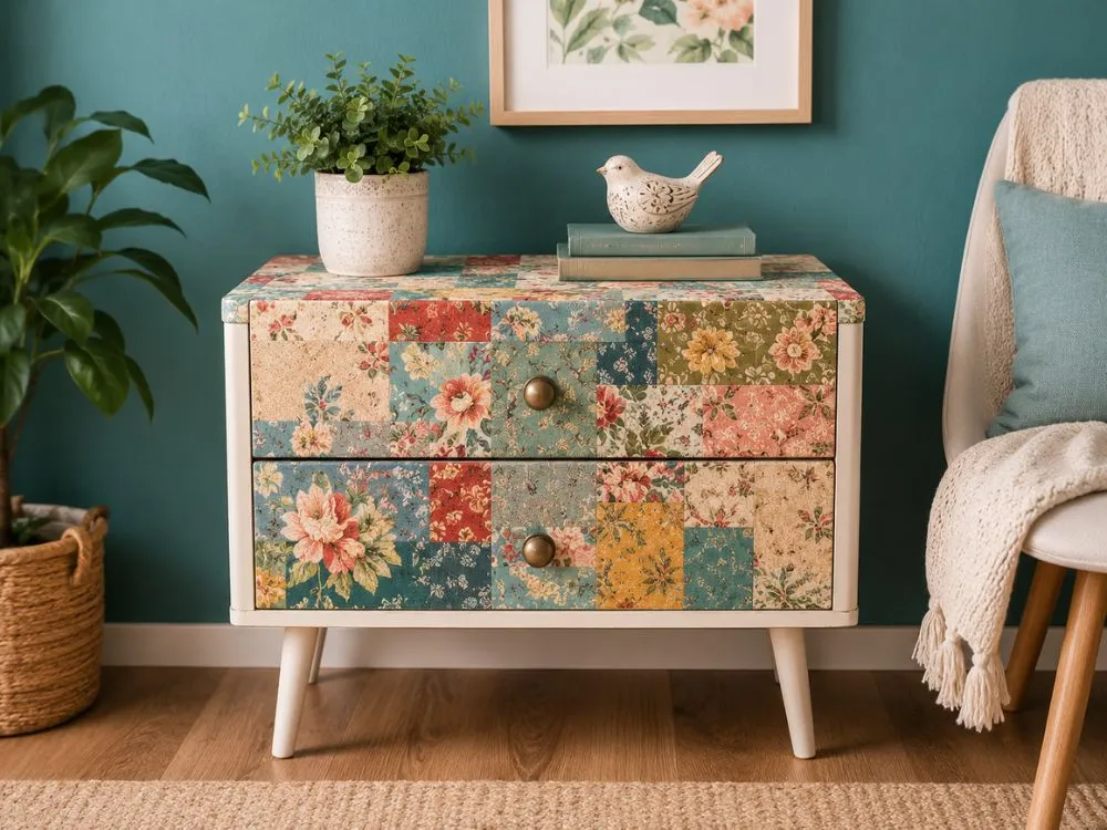 Fabric Decoupage Furniture Accent