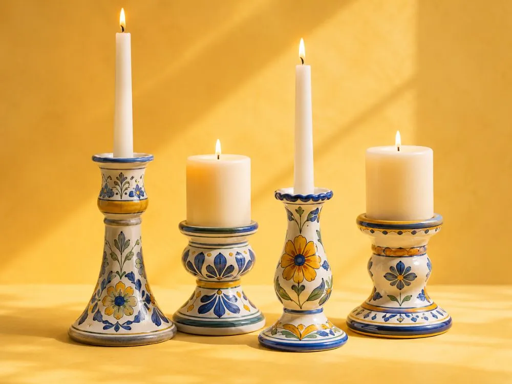 Hand-Painted Ceramic Candle Holders