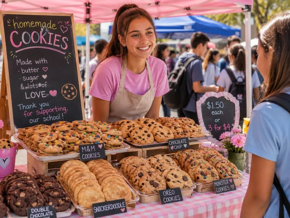 Selling Homemade Cookies at a School Market Day