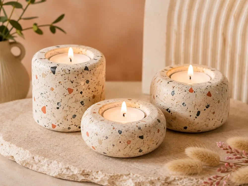 Jesmonite Terrazzo Candle Holders