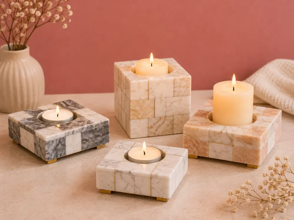 Marble Tile Candle Holders