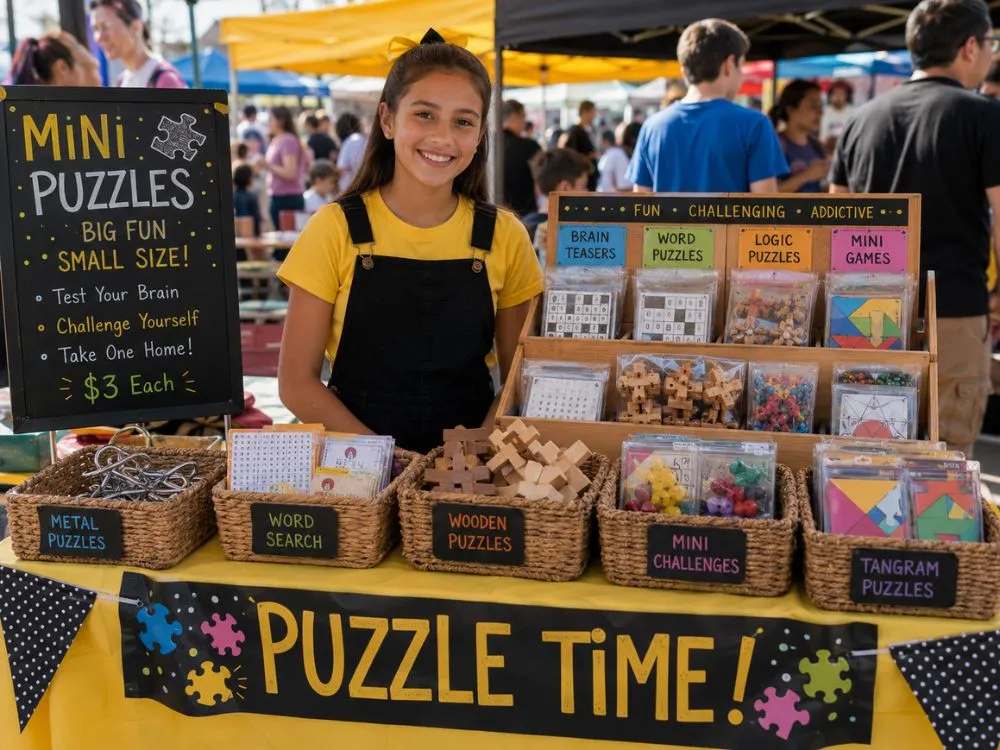 Selling Mini Puzzles at a School Market Day