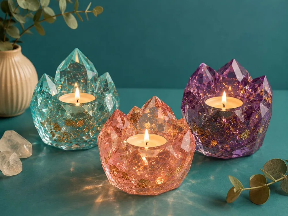 Resin Crystal-Inspired Candle Holders