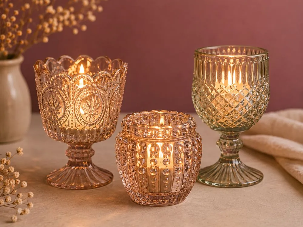 Vintage Glass Candle Holders