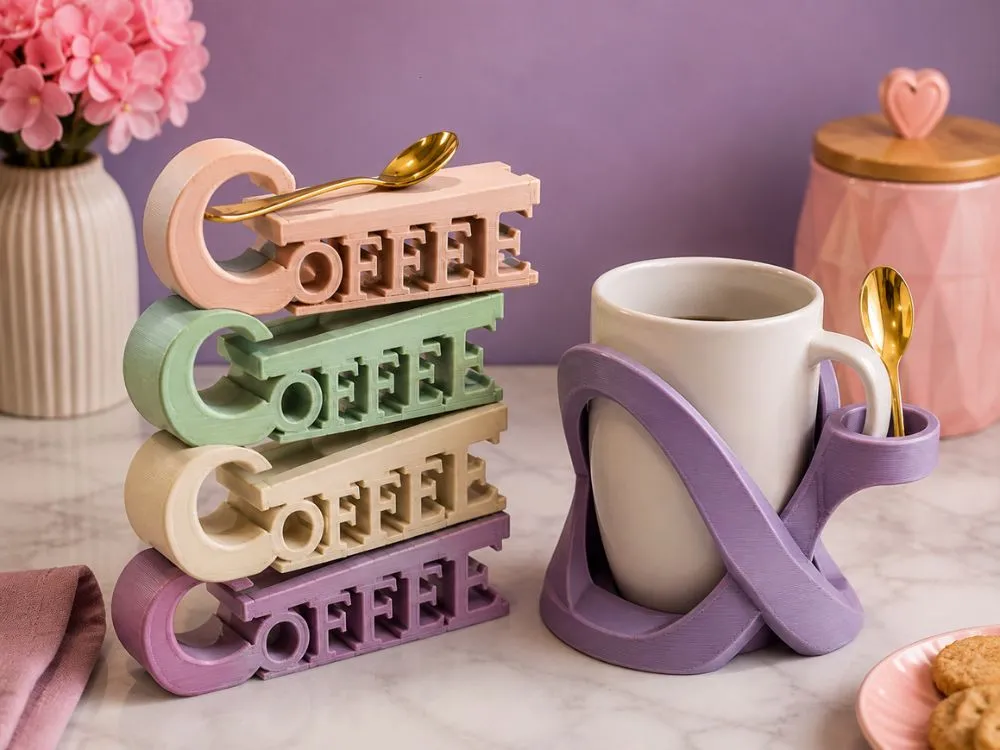 3D Printed Coffee Spoon and Cup Holder Set