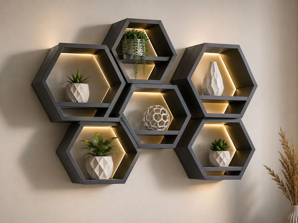 3D Printed Hexagon Wall Shelf