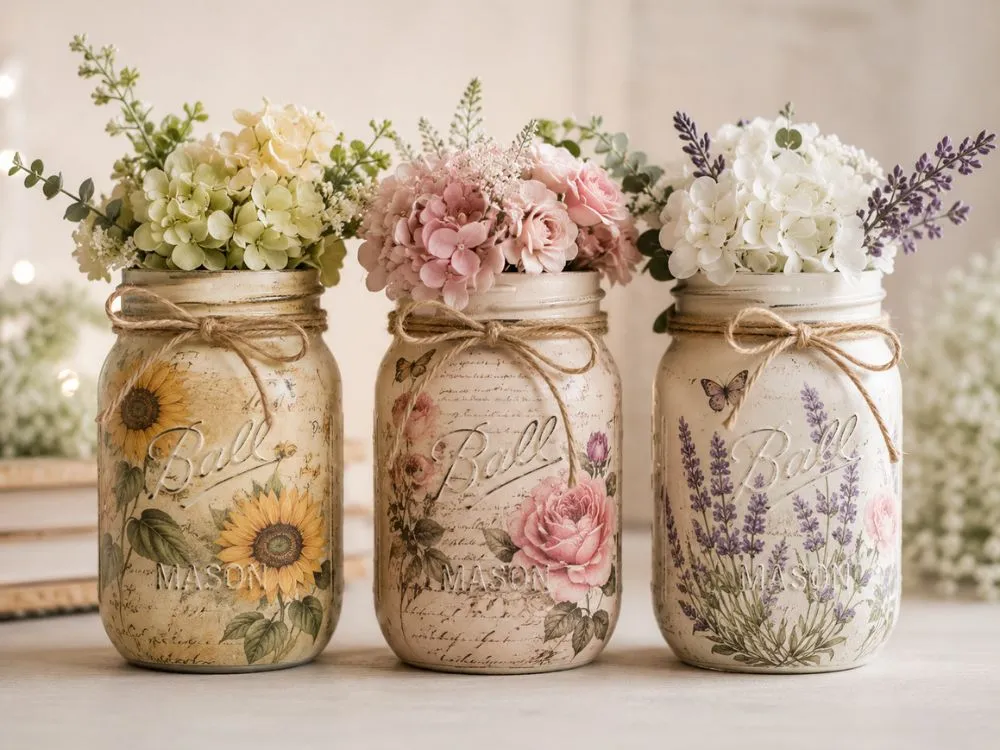 Decoupage Mason Jars