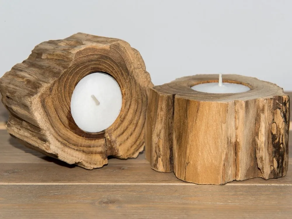 Live-Edge Wood Candle Holder