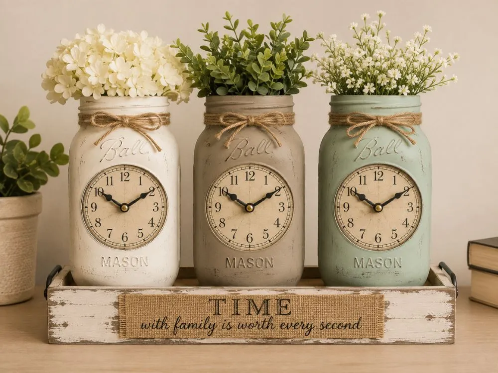 Mason Jar Clock Display