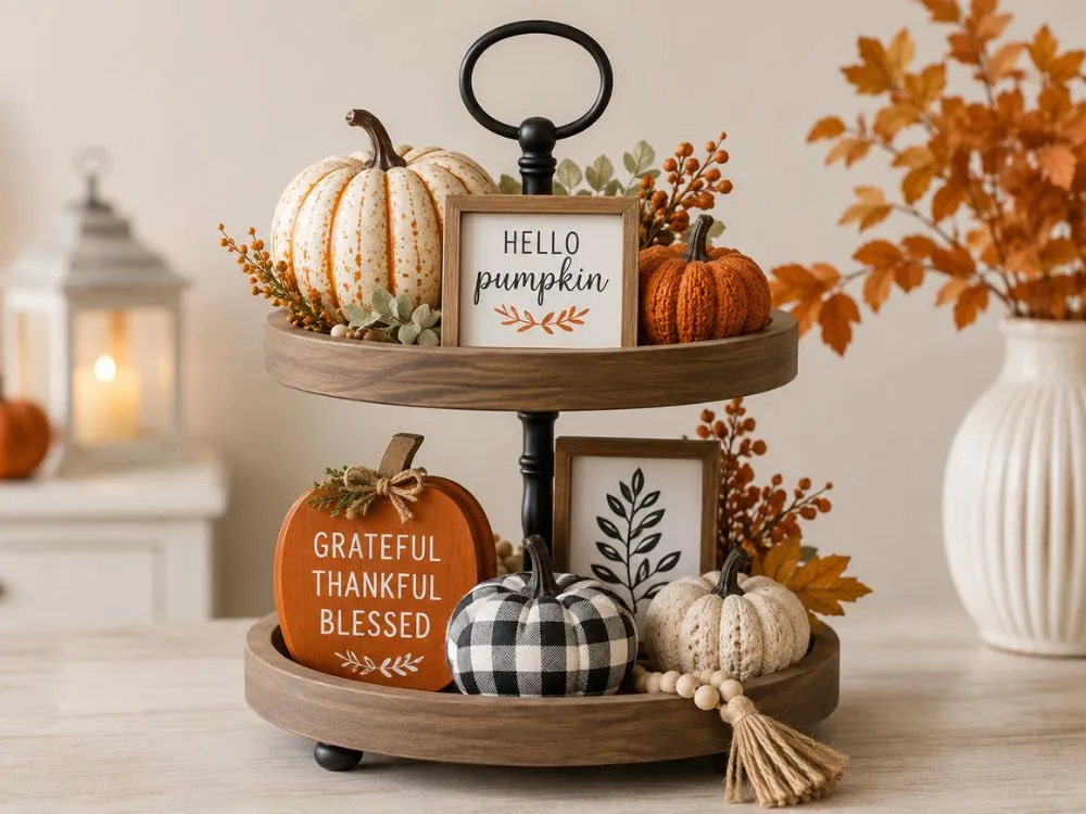 Pumpkin Tiered Tray Decor