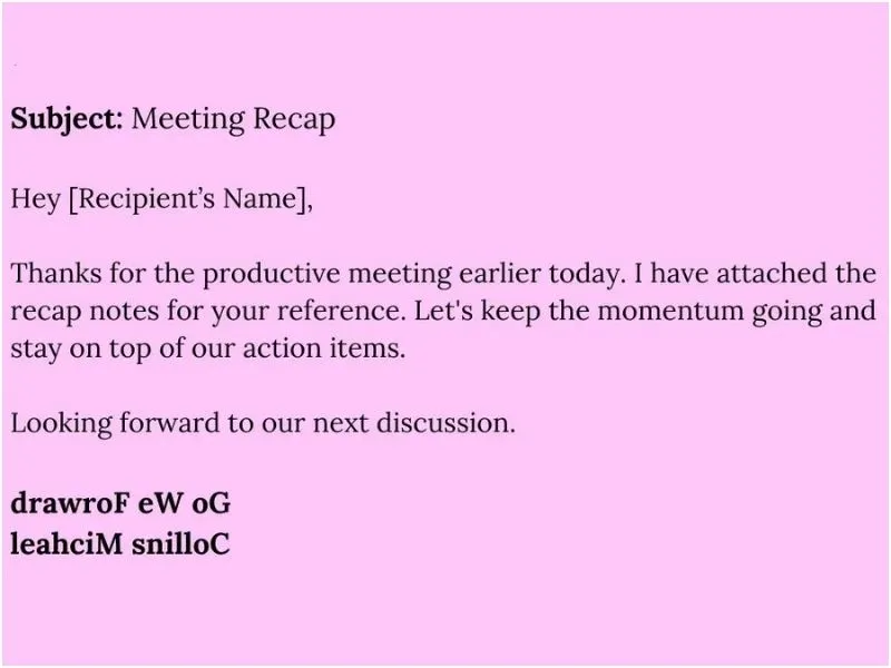 Reverse text gen email template