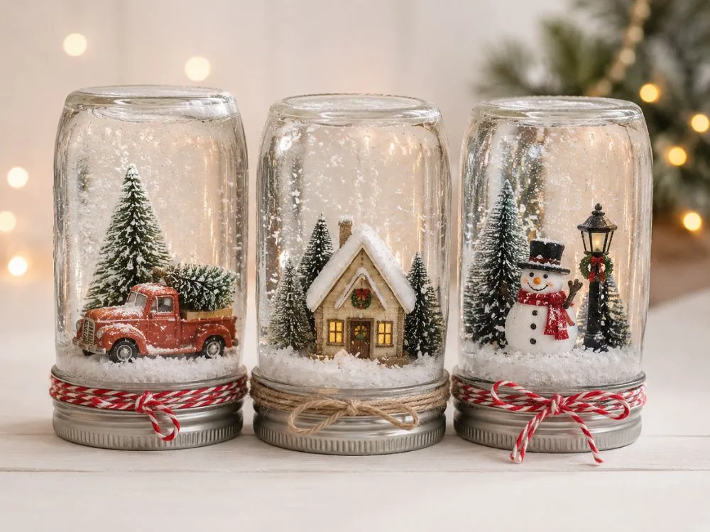 Snow Globe Mason Jars