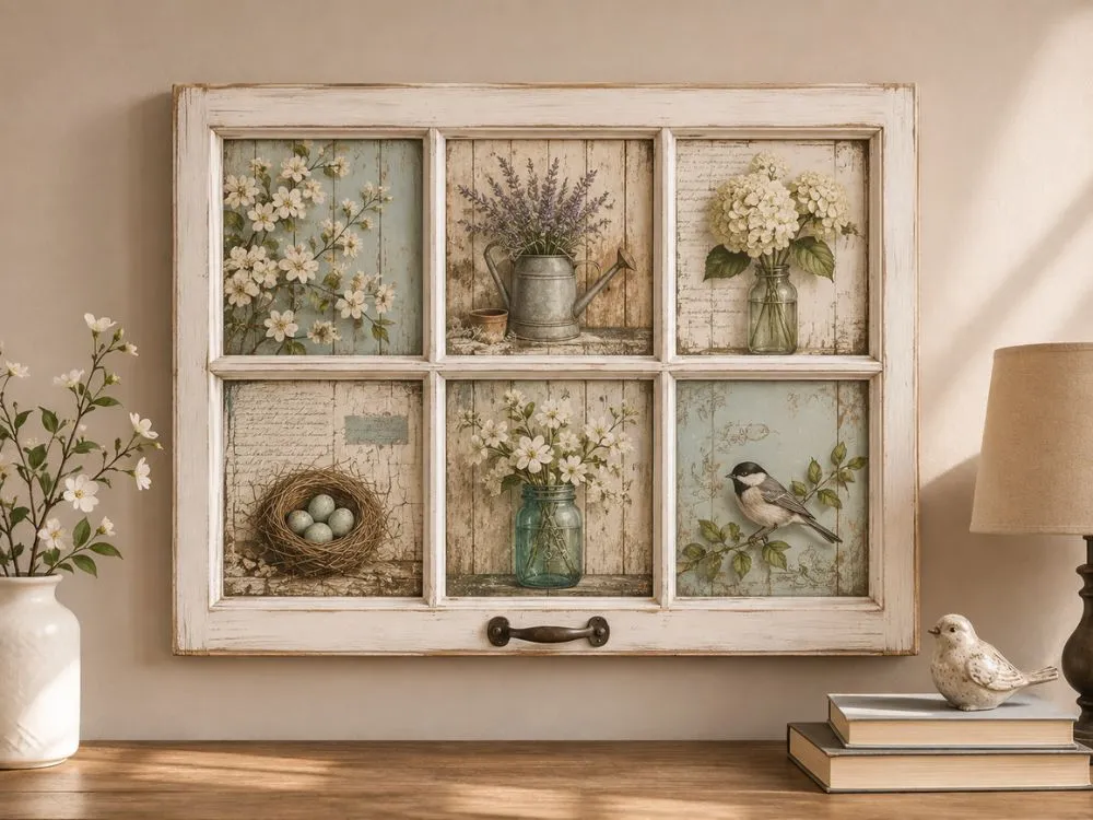 Vintage Window Frame Wall Art