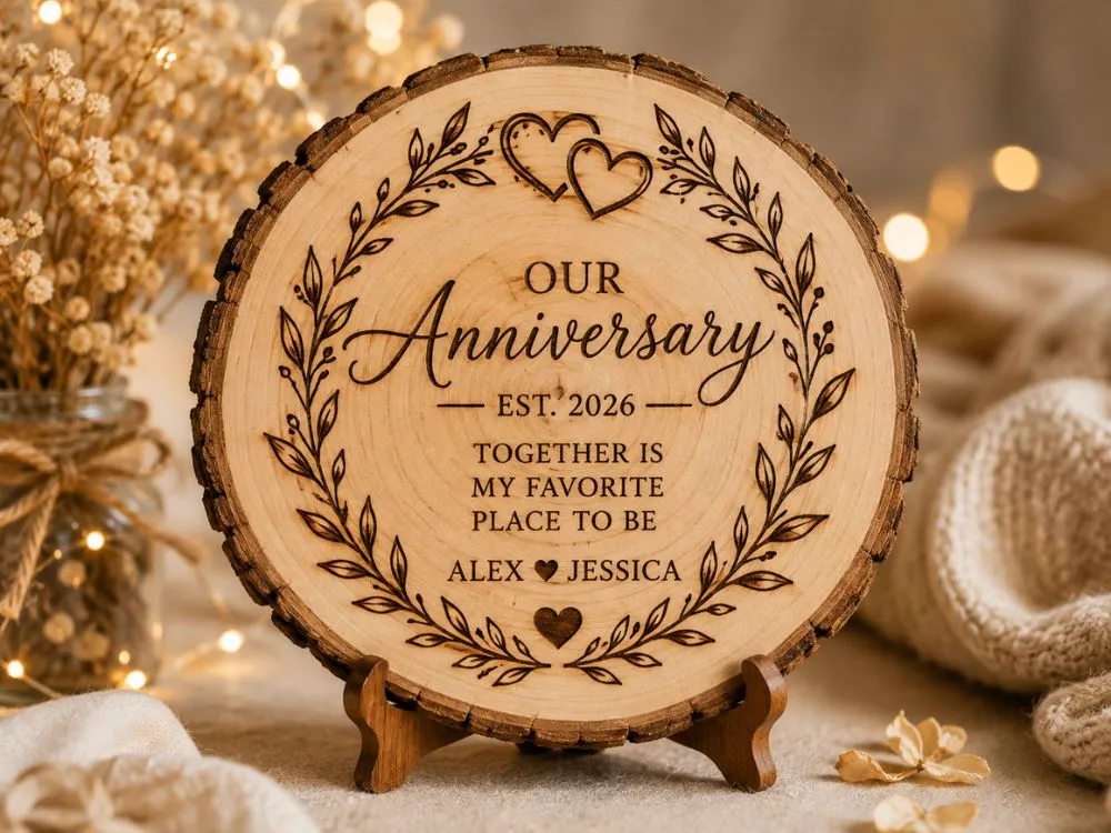 Wood Burned Anniversary Keepsake
