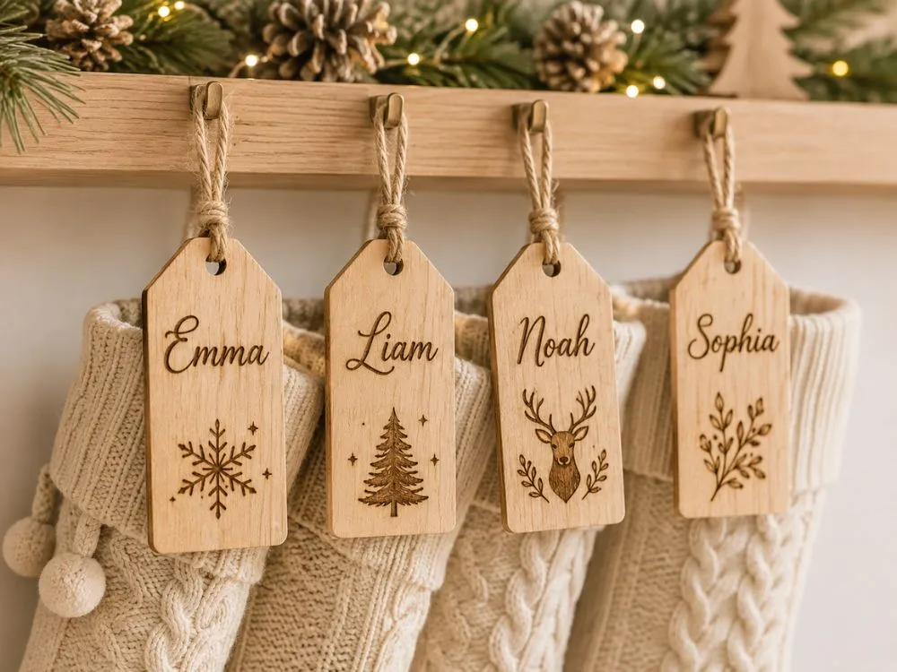 Wood-Burned Stocking Tags