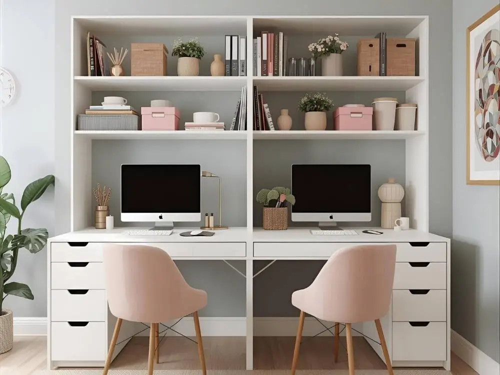Shared Home Office Ideas: Coordinated Storage and Organization