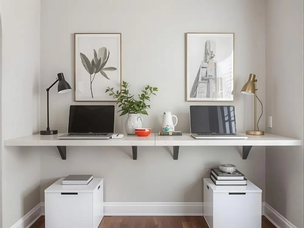 Floating Desks to Save Floor Space in a Shared Home Office