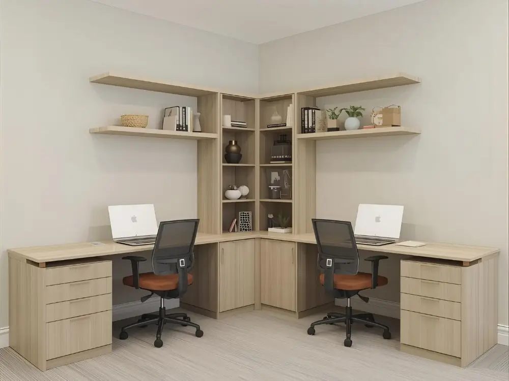 L-Shaped Corner Arrangement for a Shared Home Office
