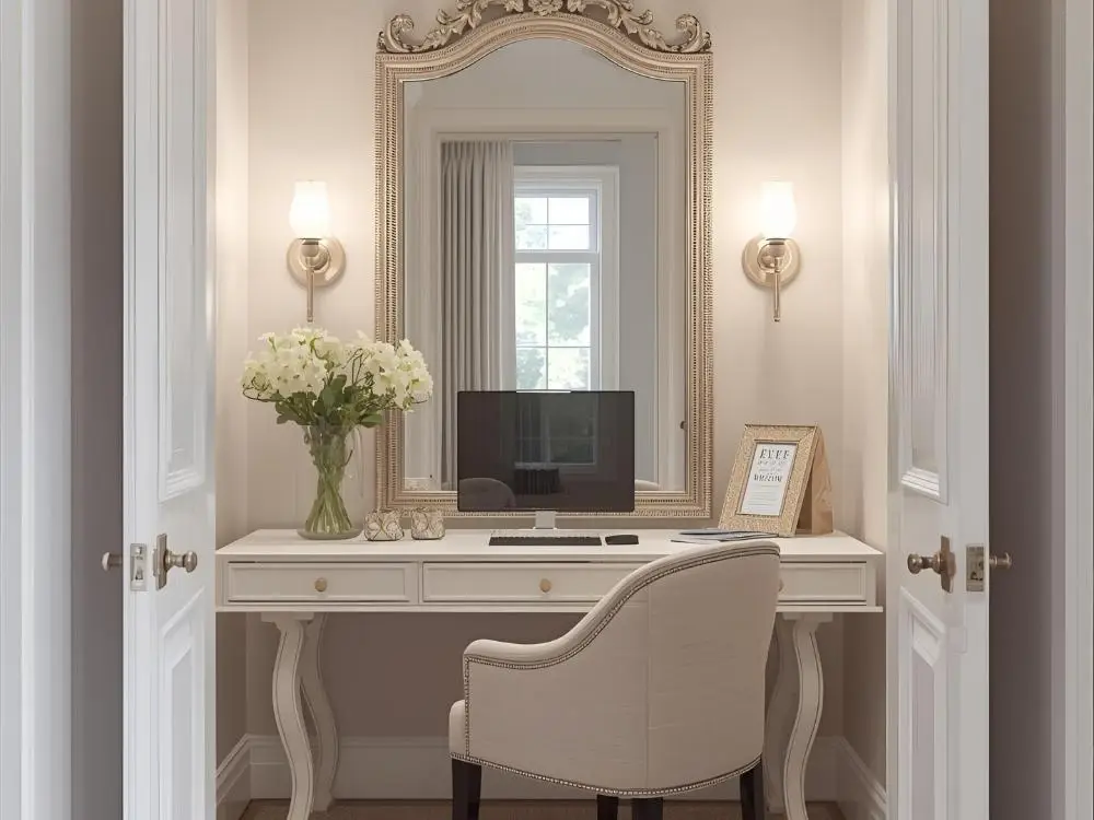Small Home Office Ideas: Strategic Mirror Placement
