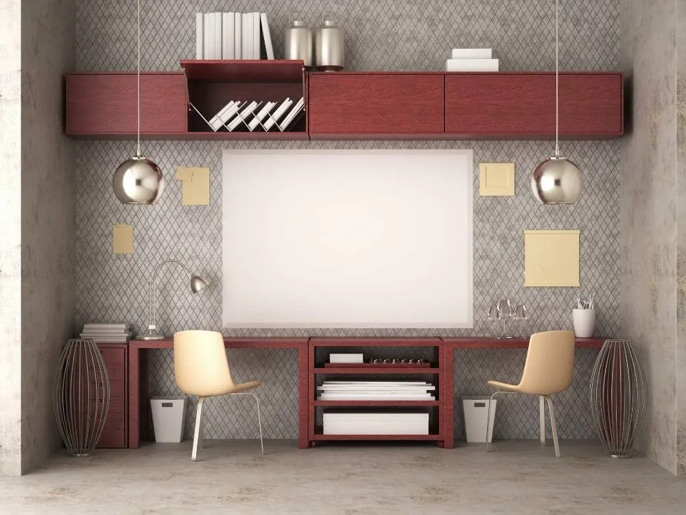 Built-In Desk Wall for Shared Home Office