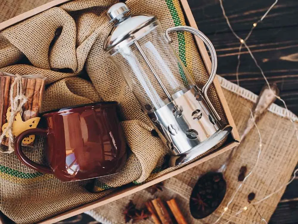 French Press and Cup for the New Office