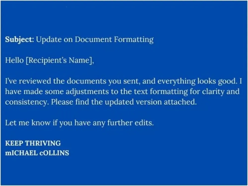 The Case converter email template
