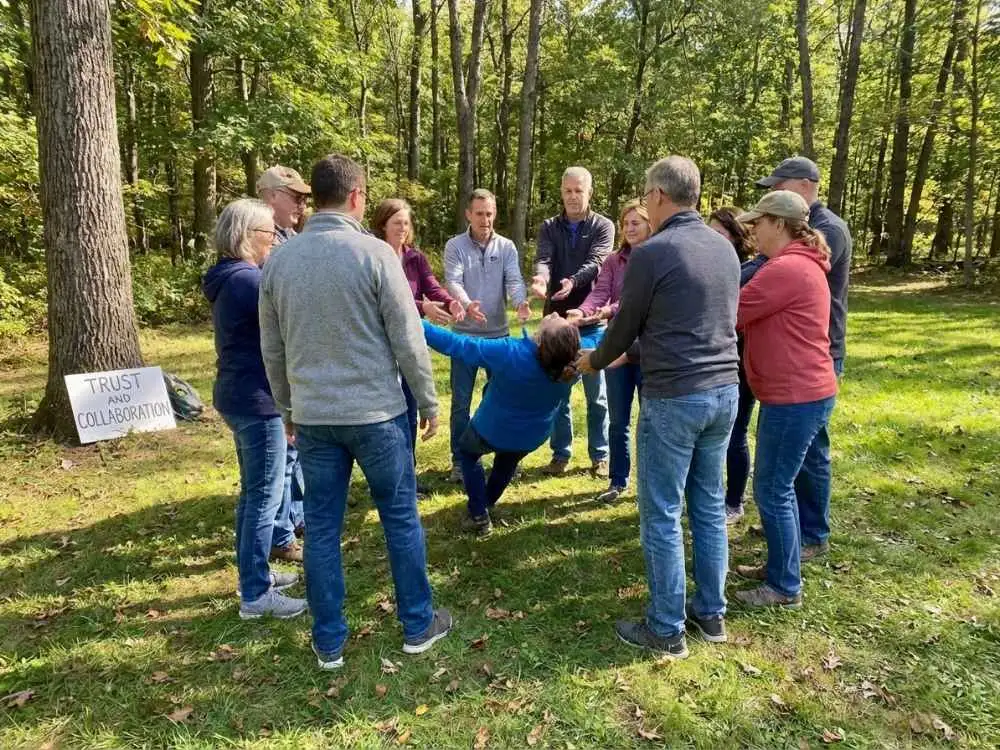 Trust fall: Outdoor team building activity