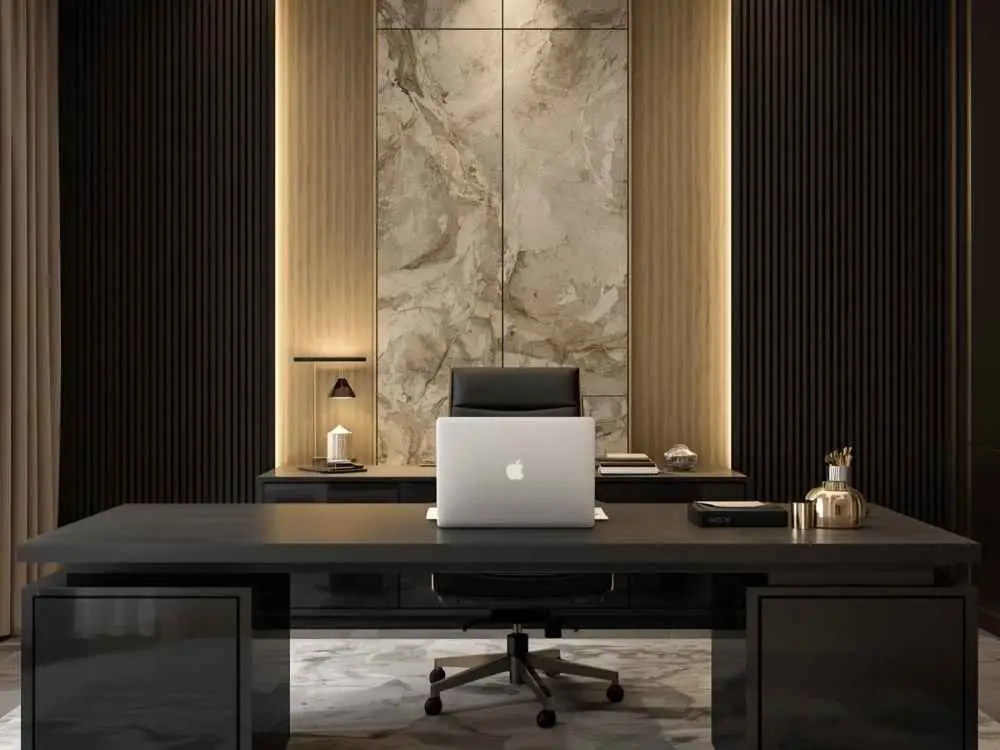 Desk and Lamp Visible Setup for Home Office Video Call Backdrop